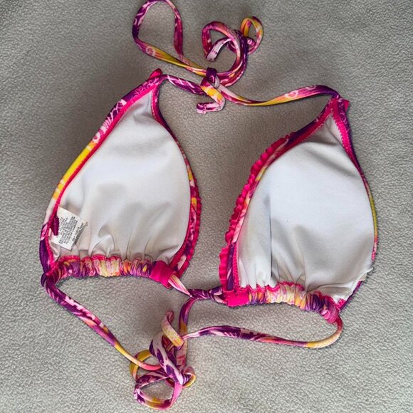 Op Ocean Pacific Y2K Pink Purple Yellow Sequin Bikini Top Size Large 🩷💛💜✨ - Picture 2 of 4